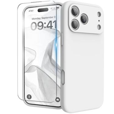 Imagem de INGIDO Capa para iPhone 17 Series, capa de silicone líquido com proteção para câmera, forro de microfibra macia antiarranhões, capa protetora à prova de choque (branca, iPhone 17 Pro Max)