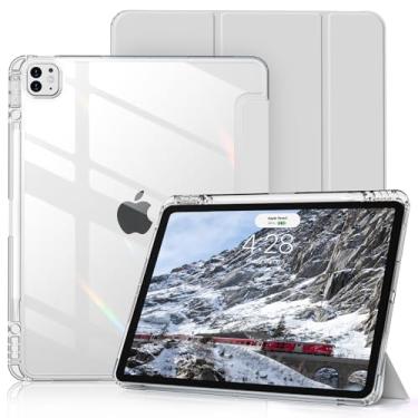 Imagem de Capa transparente para iPad Pro de 12,9 polegadas 6ª/5ª/4ª/3ª geração com suporte para lápis [suporta carregamento de lápis] despertar/hibernar automaticamente, leve, à prova de choque, com três