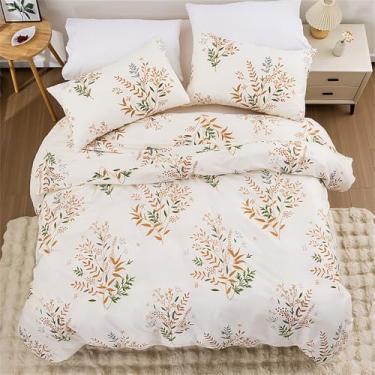 Imagem de XLCZMYL 3 peças, roupa de cama floral moderna, confortável, lençol plano, sem enchimento, roupa de cama solteiro/casal/queen/king menino, menina, 02, EUSingle 135x200
