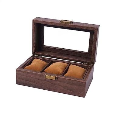 Imagem de uhyOHF Caixas de armazenamento de relógios, 3 caixas de exibição de relógio quadriculadas de vidro com teto solar, caixas de coleção, caixas de armazenamento de joias, caixa de exibição de relógio (