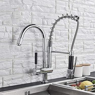 Imagem de Torneira de cozinha Torneira de cozinha cromada/níquel bocal duplo purificador de latão recipiente torneira misturadora de pia água quente e fria