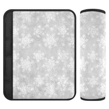Imagem de Burbuja Capa para cinto de segurança de carro Snowflakes Protetor de cinto de segurança de carro macio confortável para alça de ombro de assento, 1 par pequeno