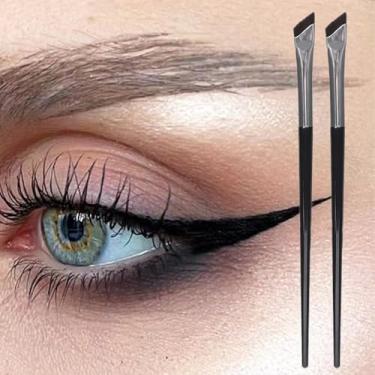 Imagem de 2 peças de pincel de delineador de lâmina ultrafina, pincel de delineador plano, pincel de sobrancelha, ferramenta de maquiagem