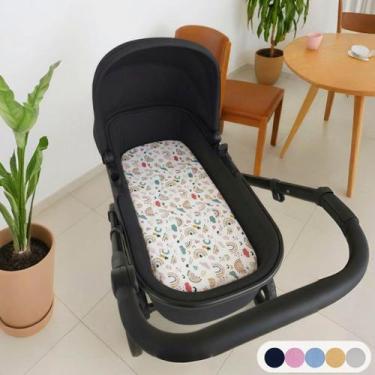 Imagem de Colchonete para Carrinho Moisés Bebê Menino Menina Capa Removível Espu