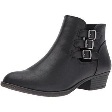 Imagem de Sugar Bota feminina Tikki com salto bloco e zíper lateral com fivela tripla sobre o tornozelo aberta, Preto, 8