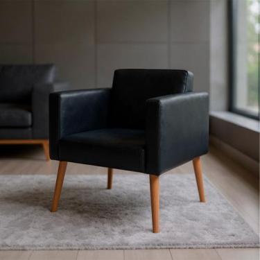 Imagem de Poltrona Estofada em Tecido Sintético Minimalista Sala de Estar Escrit