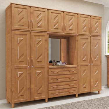 Imagem de Guarda-roupa 10 Portas 4 Gavetas Capelinha Freijó Madeira Pinus - Cavazotto