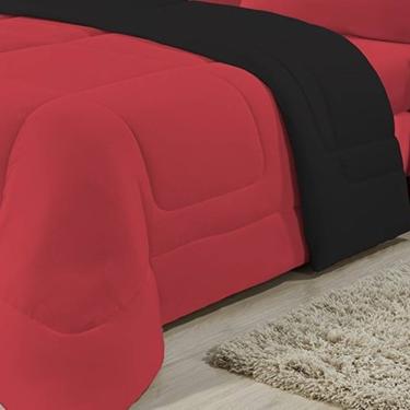 Imagem de Edredom Dupla Face 100% Algodão Malha Casal Gran Moratta 01 Peça - Preto/ Vermelho