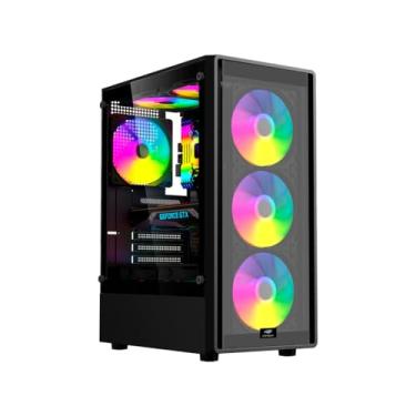 Imagem de Gabinete Gaming C3Tech MT-G140BK Preto, Com frontal e lateral em vidro temperado,Portas USB 3.0 e 2.0, Conector P2, Filtro anti-poeira, Organizador de Cabos, compativel com Water Cooler