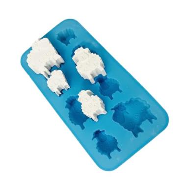 Imagem de QIEIEI 8 moldes de silicone cavidades em forma de ovelhas animais para chocolate, gelo, pastelaria, bolo, sabonete, Natal, Páscoa, decoração