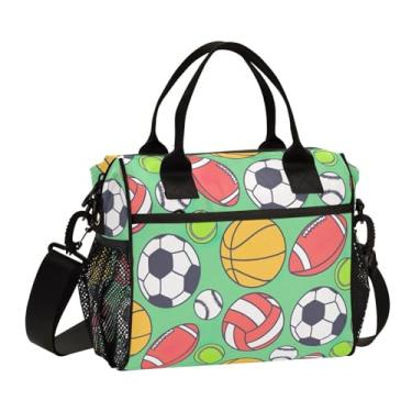 Imagem de GAIGEO Lancheira esportiva desenhada à mão com alças, lancheira de ombro, lancheira térmica para adultos, M