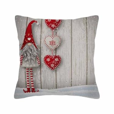 Imagem de Husandy Capas de almofada Nisser na Noruega e Dinamarca Tomtar Suécia Tonttu Finlandês Escandinavo Folclore Elfos Nórdicos Natal Capa de Almofada 45,7 x 45,7 cm Capa de Almofada para Festa em Casa