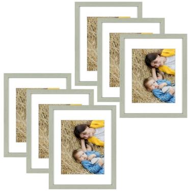 Imagem de Golden State Art, Porta-retrato 28 x 35 cm, pacote com 6, fosco, 20 x 25 cm, com acrílico, conjunto de molduras para galeria - montagem na parede (cinza, pacote com 6)