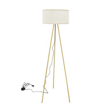 Imagem de Luminária de Chão Ouro, Cúpula de Tecido Linho, Adequado para Sala de Estar, Quarto, Sala de Jantar (Lâmpada Não Incluída)