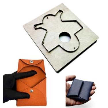 Imagem de YJIUYUANQ Porta-cartões mini carteira de couro, ferramenta de perfuração artesanal para projetos DIY