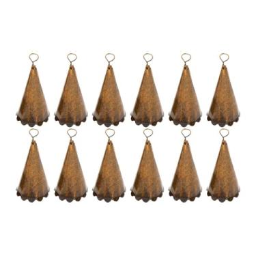 Imagem de Nishiyuenyi Conjunto de 12 Enfeites de Natal em Forma de Sino com Borda Floral, Pingente com Design Retrô, Sinos de Vento para Decoração Natalina em Hotéis E Loja, Bronze, Tamanho real