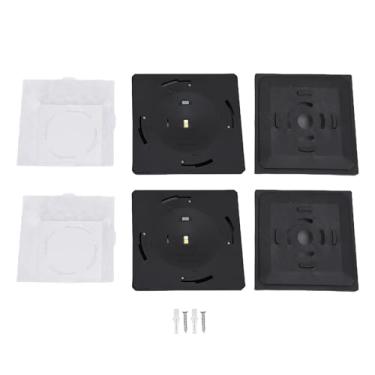 Imagem de Poste de luz solar LED 2 pacotes de luz de poste externo à prova de intempéries com iluminação branca quente para cerca de deck, varanda, pátio, material ABS, design de onda de (Preta)