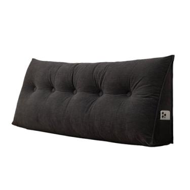 Imagem de CYTJHMD Almofada de cabeceira triangular, almofada de cabeceira triangular de madeira luxuosa, almofada de cabeceira de cunha de cor sólida para cama, sofá, quarto, preto, 120 x 50 x 20 cm