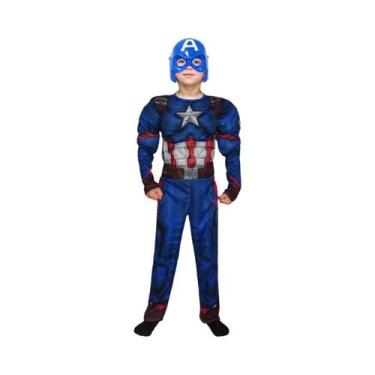 Imagem de Fantasia De Super-Herói Capitão América Para Jovens Com Máscara, Escud