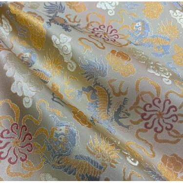Imagem de JUANJUAN Tecido brocado por jarda, 75 centímetros para bricolage, artesanato, brilho luxuoso, vestido de casamento drapeado leve e nítido, fantasias, moda, SE (tamanho: 1 m/39,3 polegadas, cor: 25