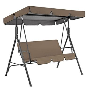 Imagem de CYTJHMD Capa de substituição para dossel de balanço e capa de almofada à prova d'água para 2 e 3 lugares, capa de cadeira de substituição para jardim ao ar livre, pátio, swing, 164 x 114 x 15 cm