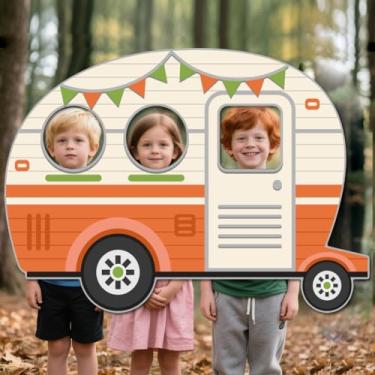 Imagem de WADORN Banner de porta de foto de campista, 16 x 12 m, decorações de festa de acampamento, cenário fotográfico, fogueira, floresta, aventura, fundo, capa de porta pendurada, faixa para festa de