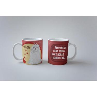 Imagem de Caneca Eu Amo Meu Pet Maltês I Love Pet Porcelana 325ml (Maltês 01)
