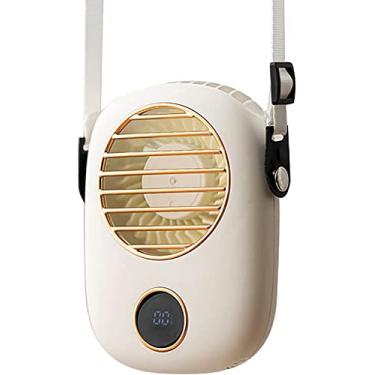 Imagem de AEWFRRV Ventilador recarregável USB Mini ventilador portátil 3 em 1 ventilador de cordão Ventilador de mão Ventilador de cintura com display LED Operação silenciosa para escritório em casa ao ar livre yubin1993 (cor: branco)