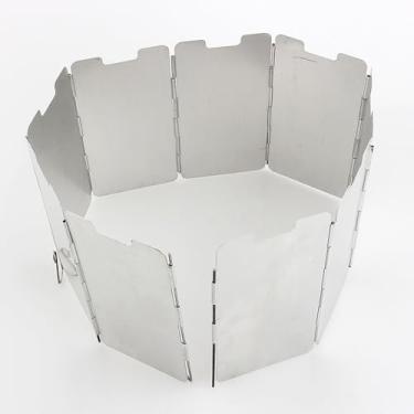Imagem de Para-brisas de fogão – Proteção contra vento de liga de alumínio para caminhadas ao ar livre e culinária, compacta e leve com bolsa de transporte (13,5 x 7,5 cm)