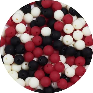 Imagem de 200 peças de contas redondas de acrílico fosco de 10 mm, contas espaçadoras com orifício para pulseira faça você mesmo, colar, brincos, chaveiro, joias, suprimentos artesanais, preto fosco, série