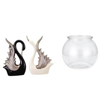 Imagem de Whtkoph Elegantes Estatuetas de Cisne E Aquário em Cerâmica para Decoração de Mesa, Lareira, Quarto, Sala de Estar, Casa, Faça Você Mesmo, Coleção de Vasos