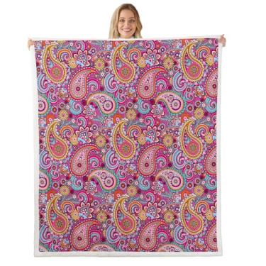 Imagem de Cobertor de flores Paisley para crianças, mandala datura lótus, cobertor de lã para decoração de quarto, sofá, dormitório, boêmio, plantas florais exóticas, cobertores de cama leves, 102 x 127 cm