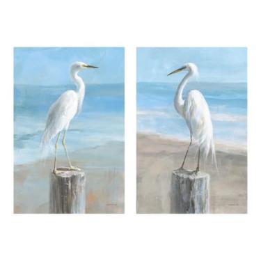 Imagem de Goldfoilart 2 peças de arte moderna abstrata branca de parede costeira com folha dourada - 40,6 cm x 61 cm x 2 peças para decoração de casa, sala de estar, quarto, cozinha