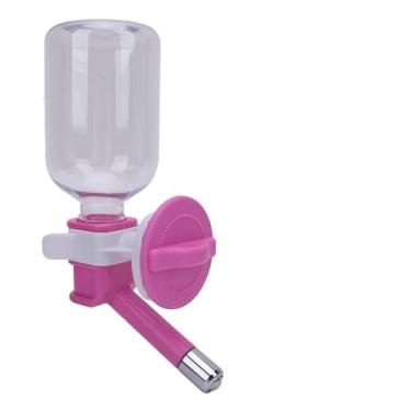 Imagem de Mingzhe Rolamento de Esferas de Aço Inoxidável Pendurado Gaiola para Cães Garrafa 300ml Capacidade Economia Espaço Bebedor água Longa Duração Gatos Cães (Rosa Vermelha)