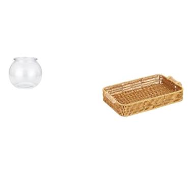 Imagem de Whtkoph Cesta de Frutas Transparente Trançada para Aquário Pequeno, Ornamento para Aquário, Tigela, Vaso, Mesa de Escritório, Decoração de Casa, Prato