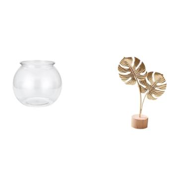 Imagem de Whtkoph Pequena Escultura Transparente, Estátua de Chapa Metálica, Pequeno Ornamento Redondo para Aquário, Tanque de Peixes, Vaso, Mesa de Escritório, Mesa, D