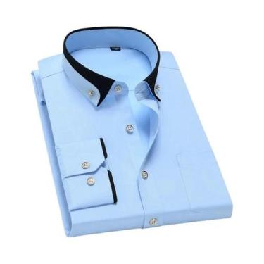 Imagem de Camisa Social Masculina Rosa Antirrugas Com Botões De Diamante, Manga 