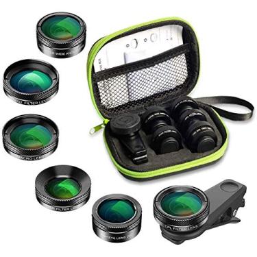 Imagem de Kit de lente de telefone HD 6 em 1, lente de telefone com clipe 205°, lente olho de peixe/lente larga HD 140° Lente macro 25x/filtro 6 estrelas/filtro CPL/ND 32, para iPhone 11 X 8 Plus, Samsung e a