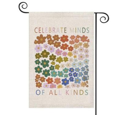 Imagem de ZJXHPO Presente de conscientização do autismo, celebrar mentes de todos os tipos, decoração de varanda ao ar livre, bandeira de fio de neurodiversidade, presente de professor (bandeira de todos os