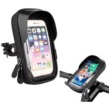 Imagem de Suporte de telefone para bicicleta, à prova d'água, suporte para smartphone, rotação de 360°, tela sensível ao toque, bolsa para guidão, viseira de sol, capa de chuva, ciclismo, motocicleta, scooter