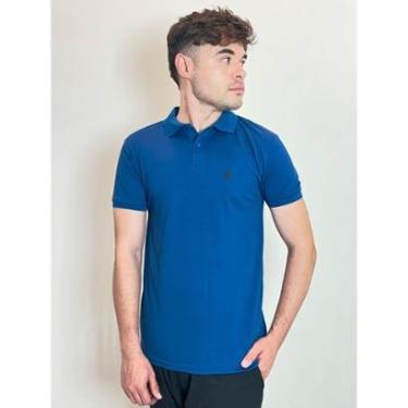 Imagem de Polo Piquet Masculina Com Botão Polo Wear Azul-Masculino