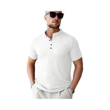 Imagem de Camisa Polo Masculina Casual De Negócios Em Cor Sólida Com Estampa De 