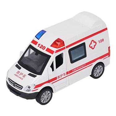 Imagem de aqxreight Puxar para Trás Mini Carro Cinco Portas Liga Interessante 14x6x7,5cm Brinquedo de Carro de Transporte de Emergência Com Música de Iluminação Ambulância de Tamanho Médio para Seguir o