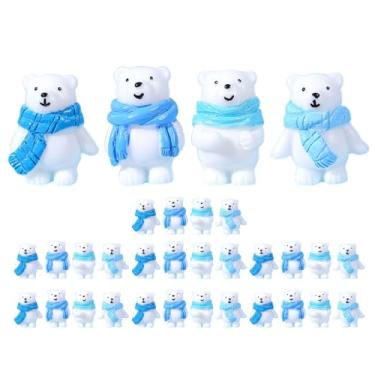 Imagem de Kisangel 32 peças de urso polar, painéis, estatuetas - mini urso polar figuras brinquedo - Estátuas de animais árticos topo de bolo para jardim de fadas de Natal micro paisagem 4 estilos