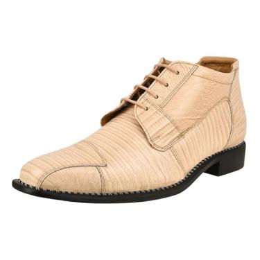Imagem de LIBERTYZENO Sapato social masculino de couro legítimo com cadarço e cano alto no tornozelo, Bege, 42