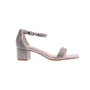 Imagem de Ninety Union Lady Couture Dazzle Sandália de strass de salto médio de 5 cm, Prata, 43