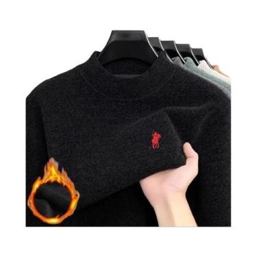 Imagem de Suéter De Malha De Veludo Masculino Clássico Bordado Outono Inverno Co