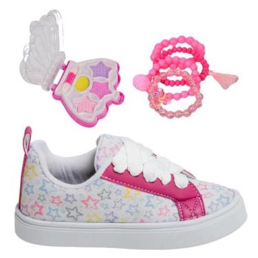 Imagem de Tênis Infantil Feminino Casual Colegial CM Estrela Sereia Meninas Leve