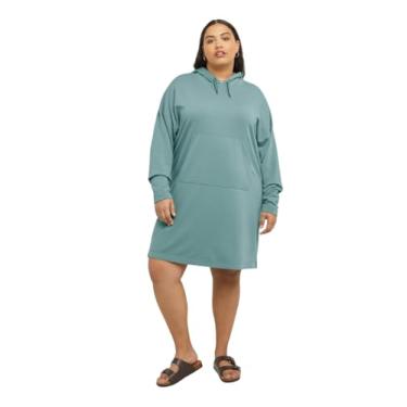 Imagem de Hanes Moletom feminino Originals macio escovado plus size, vestido com capuz de lã, bolso Kanga, Sal, piscina, verde, 2X