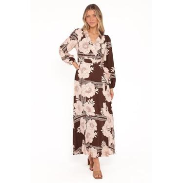 Imagem de Petal & Pup Vestido feminino Safia-midi-marrom floral, Marrom floral, G